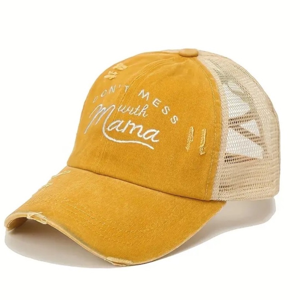Casual Mustard Distressed Cap